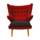 Red and massive Wingback armchair from around 1950`s, Scandinavian