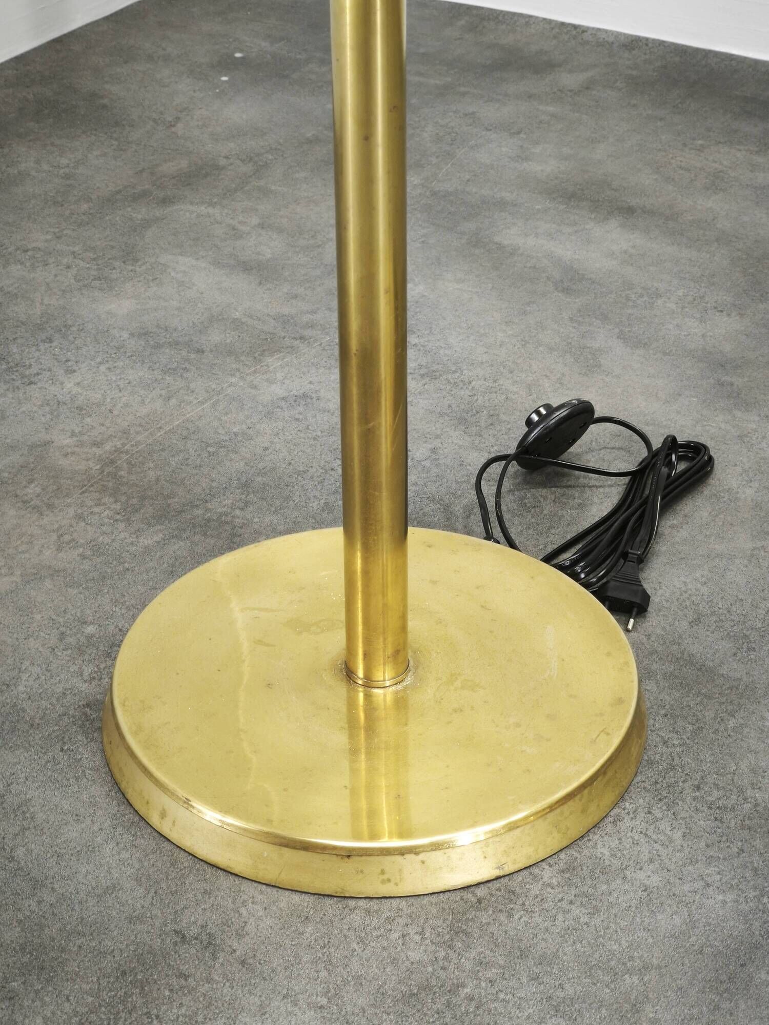 Pair of Brass and Amber Glass Floor Lamps from Kamenický Šenov, 1970s