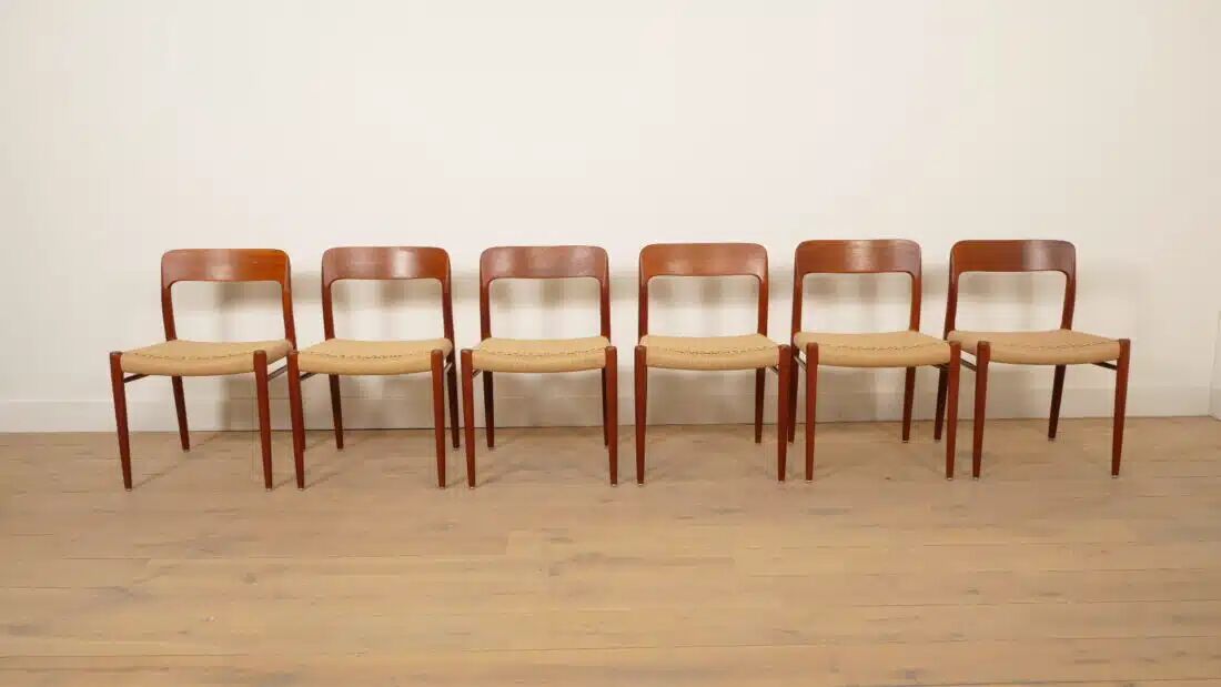 6 x vintage dining chairs | Niels Otto Møller | Model 75 | Teak