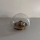 Flush glass shade with bubble texture and brass base by Hillebrand, 1960s, Germany.