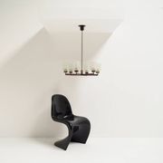 Vintage Philips 6-Light Chandelier in Brass, Teak & Black Metal
