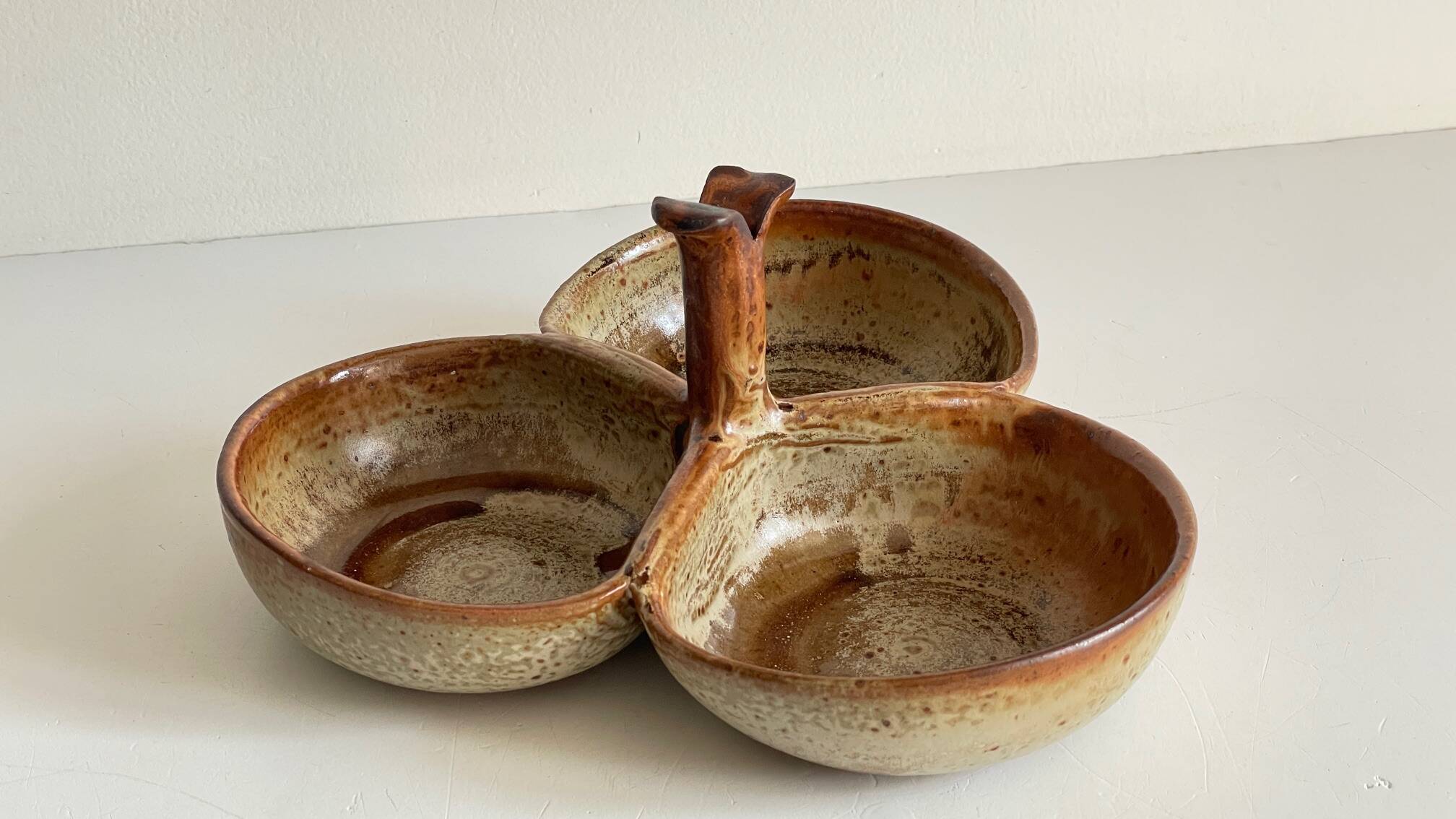 Vintage glazed stoneware appetizer dish