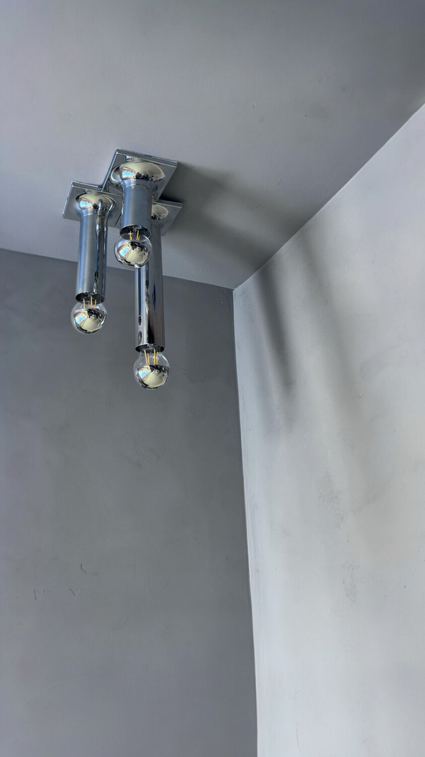 Space Age ceiling lights in chrome by Rolf Krüger for Staff Leuchten, A