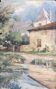 Tableau Aquarelle Chateau village éc. du début XX° siècle