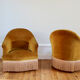 Pair of 1950 gold velvet toad chairs