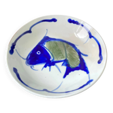 Hand-painted Chinese porcelain bowl with blue fish