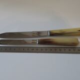 Ménagère complète à 2 étages 12 couteaux de table et 12 couteaux de table à fromage manche corne