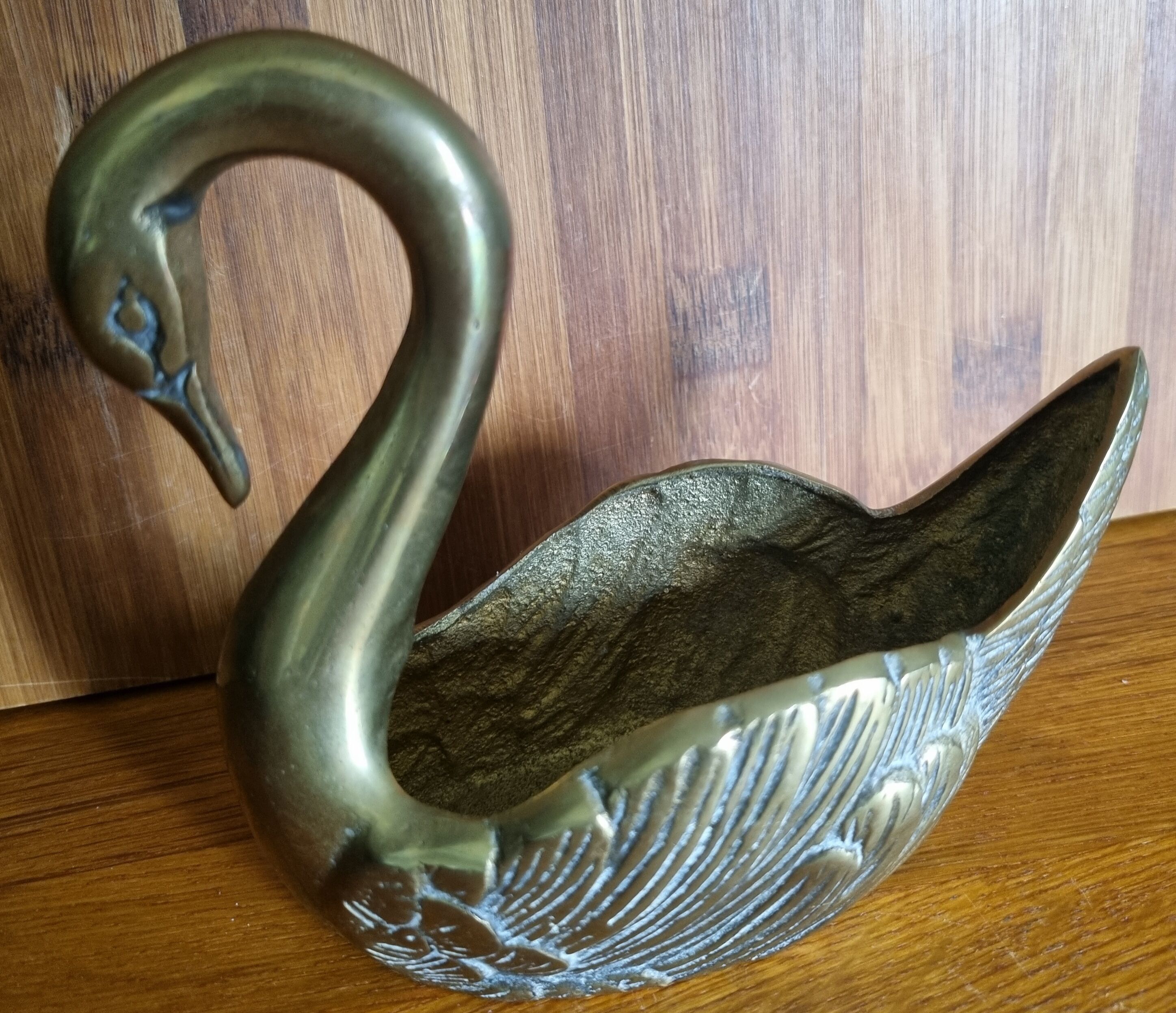 Vide-poches vintage cygne en laiton