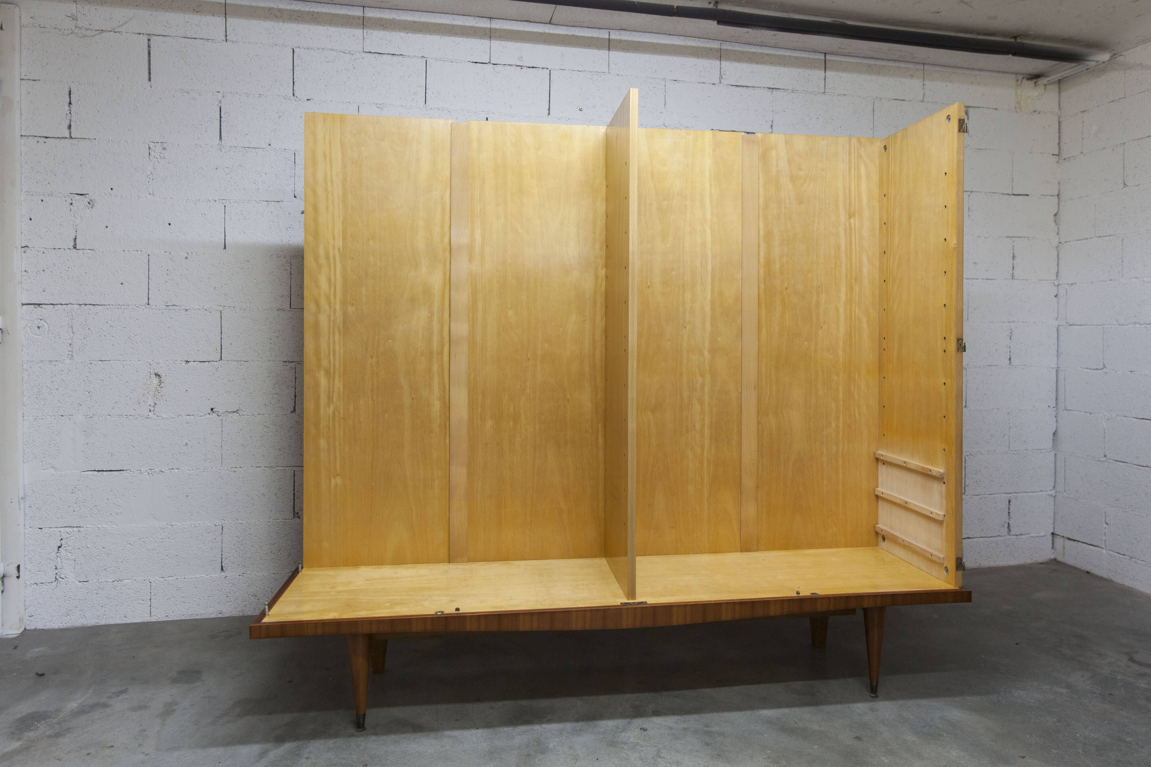 1960 Scandinavian wardrobe, atypical blond wood varnished, 4 doors 3