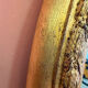 Gold oval mirror refurbished with a pediment — Louis XVI / Napoléon III style
