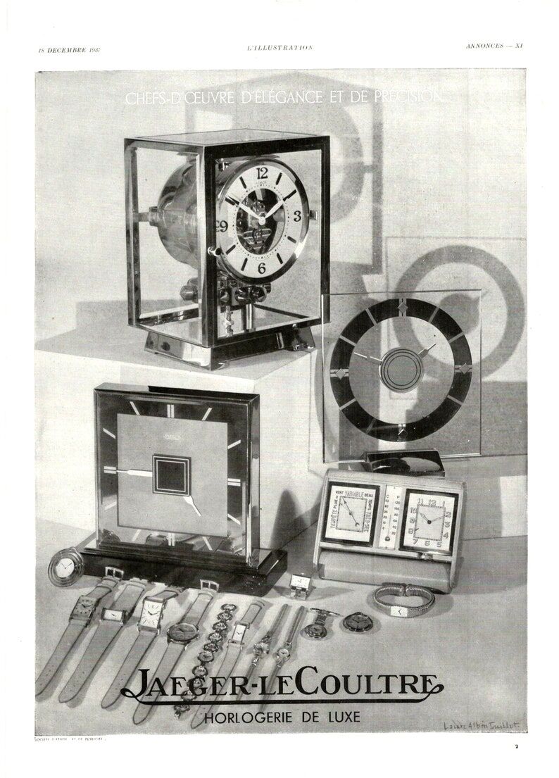 Vintage poster 30s Jaeger le Coultre Montre