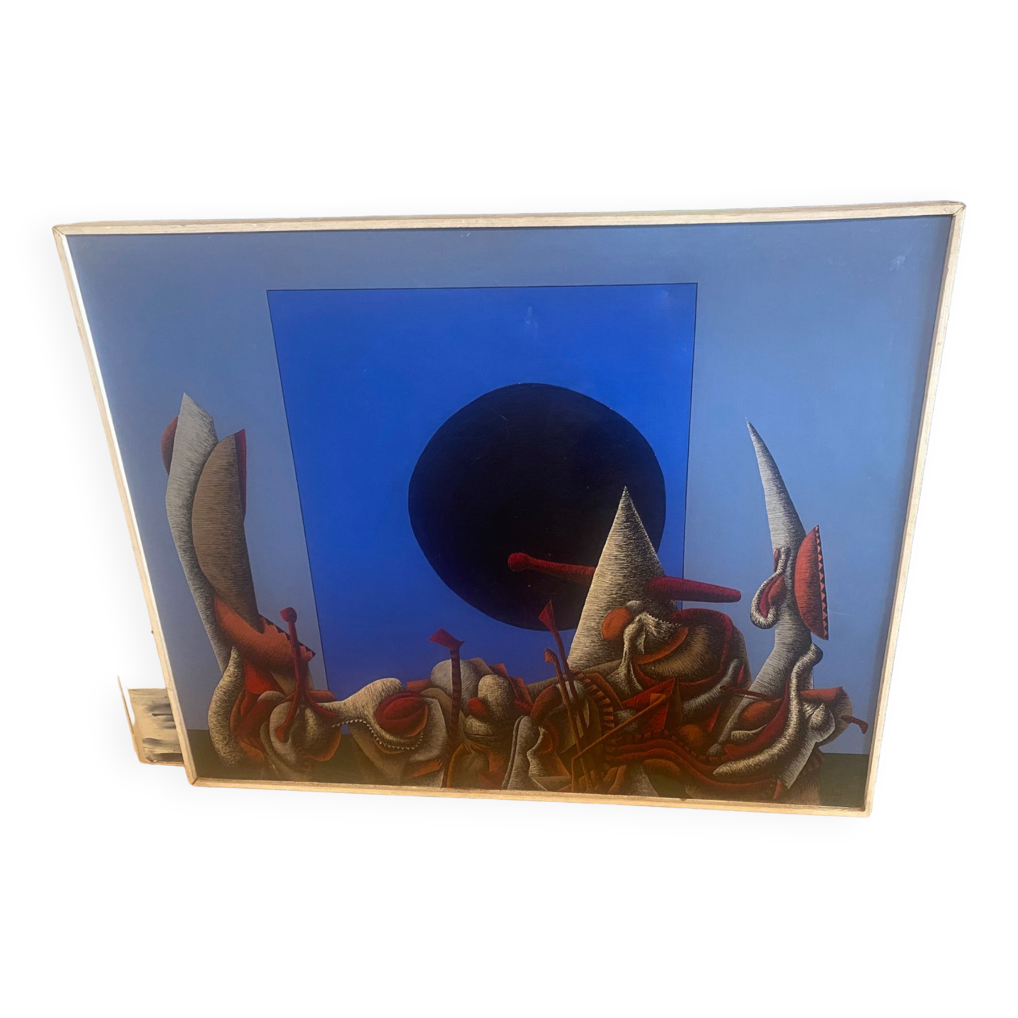 Surrealist painting signed