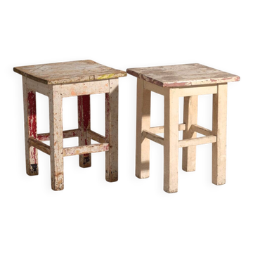 Tables de chevet anciennes en bois de pin – Europe centrale, vers 1940 #11