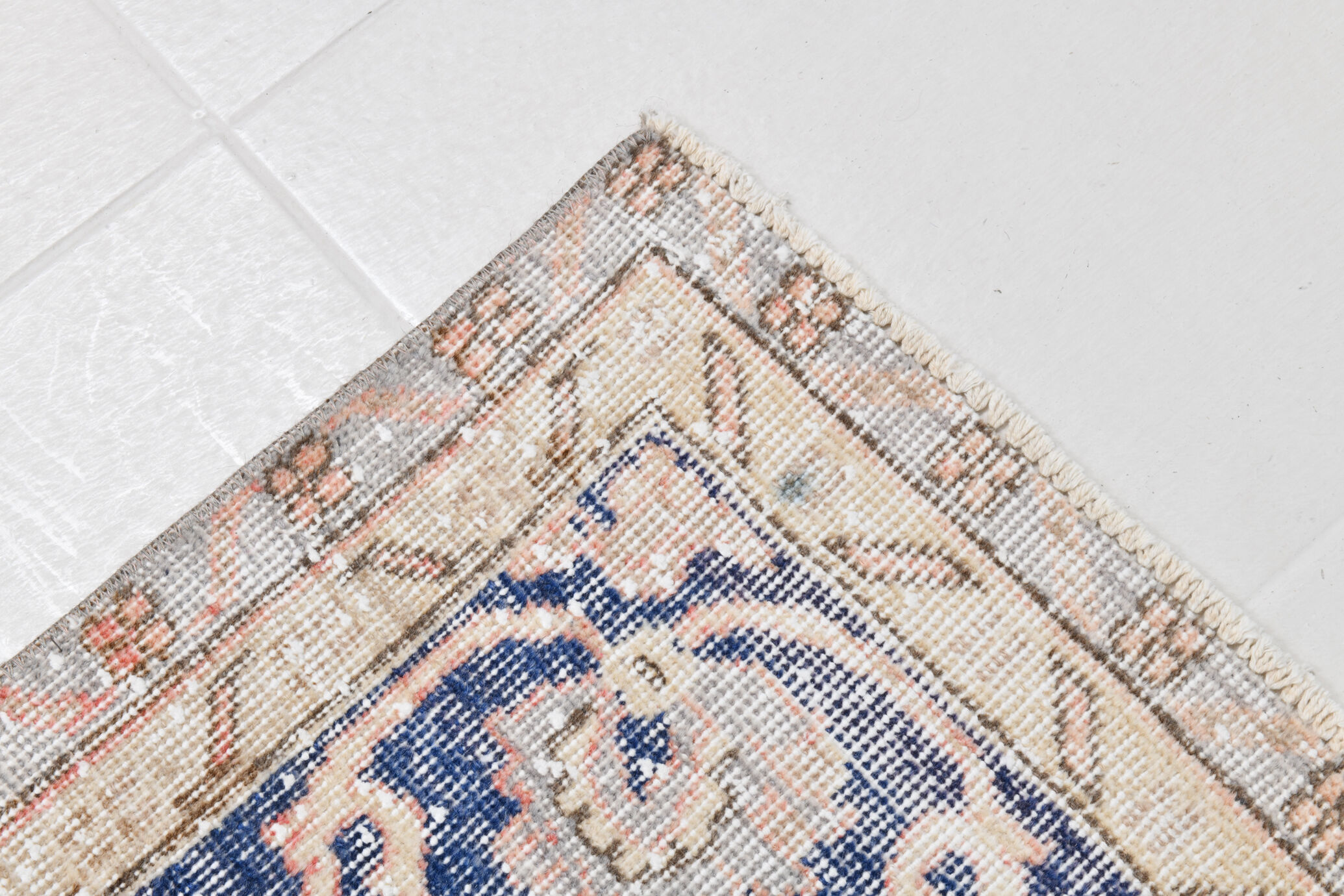 Navy blue vintage rug 317x220cm