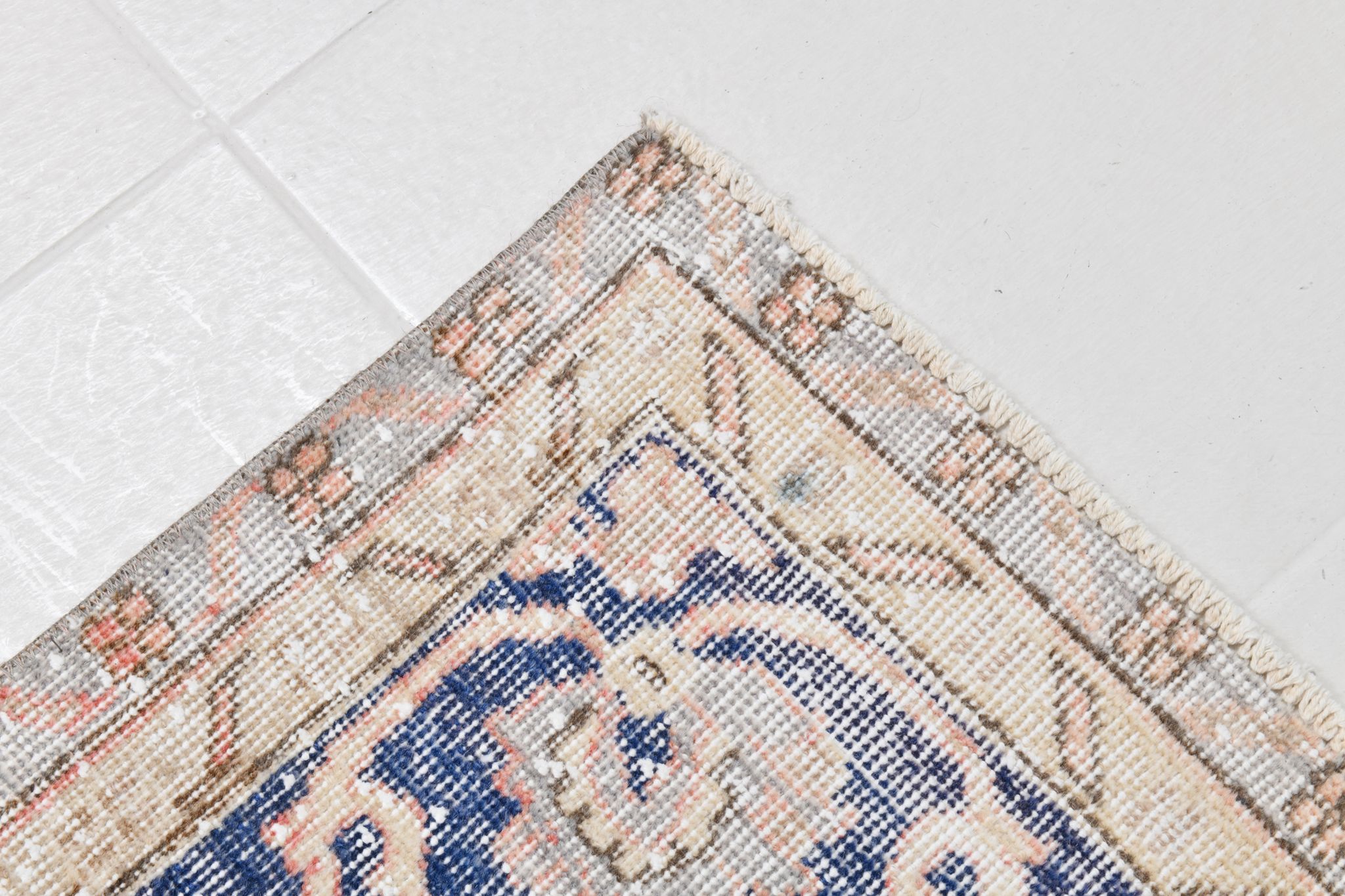 Navy blue vintage rug 317x220cm