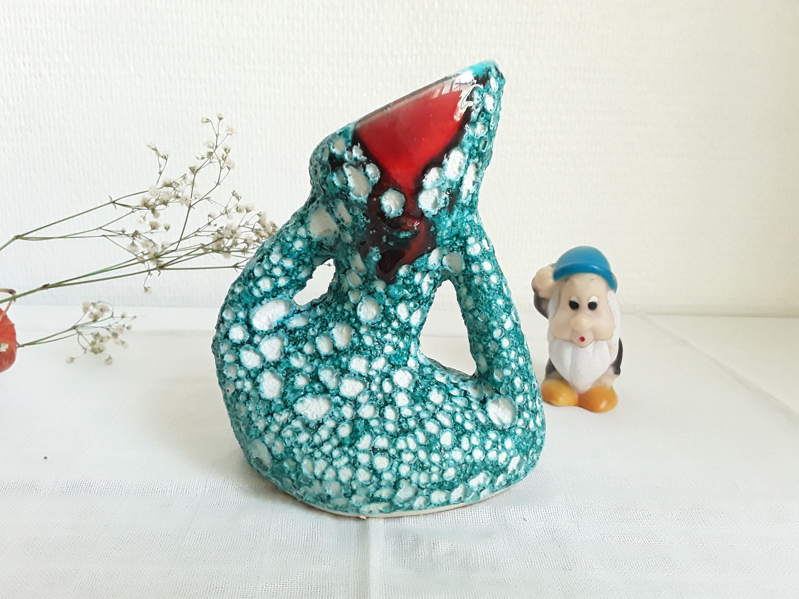 Vintage vase fat lava blue-green
