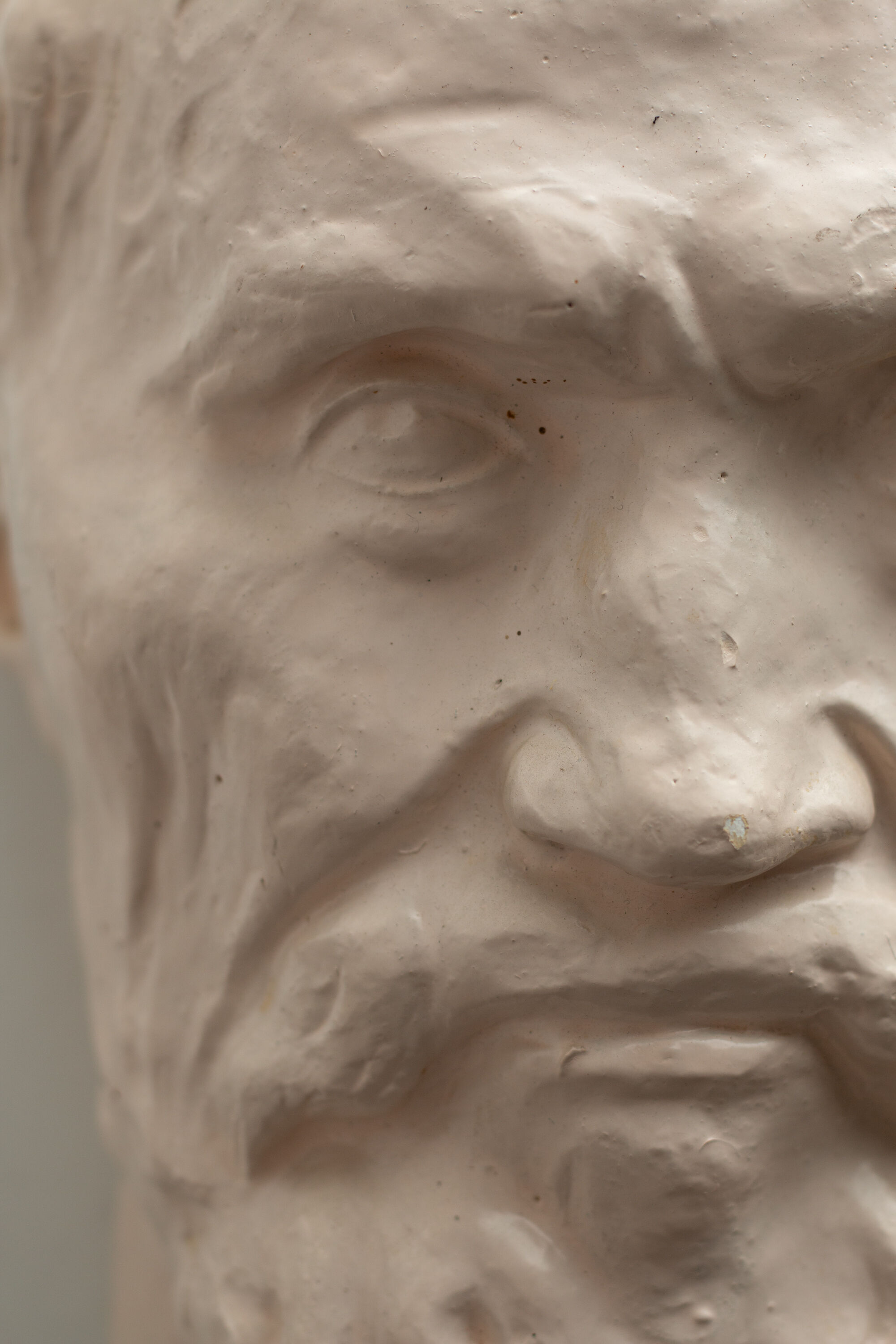 Painted plaster bust - Greek head of Sophocles? signed D. Shœllamer