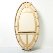 Large Italian mirror oval brass crystal green crystal of Cristal Arte 1950s 110x219cm