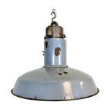 Midcentury grey enamel industrial ceiling lamp, 1950s