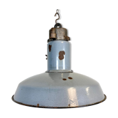 Midcentury grey enamel industrial ceiling lamp, 1950s