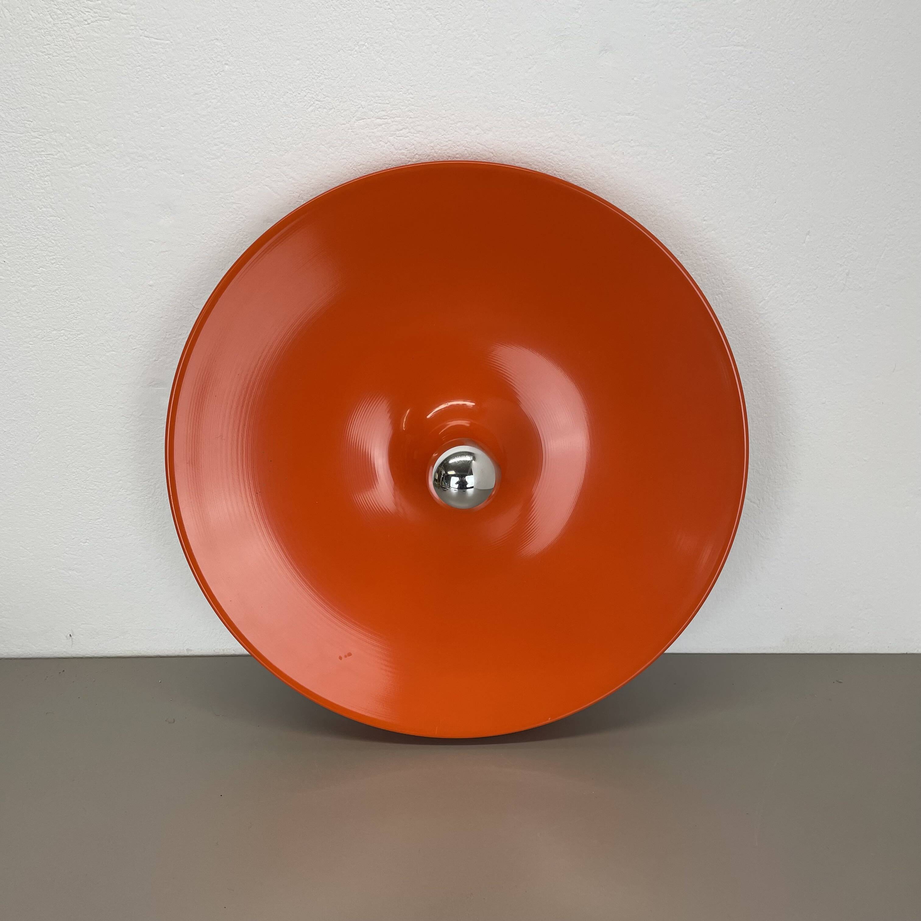Rare Orange 50cm Charlotte Perriand Disc Wall Light by Staff, Germany 1970