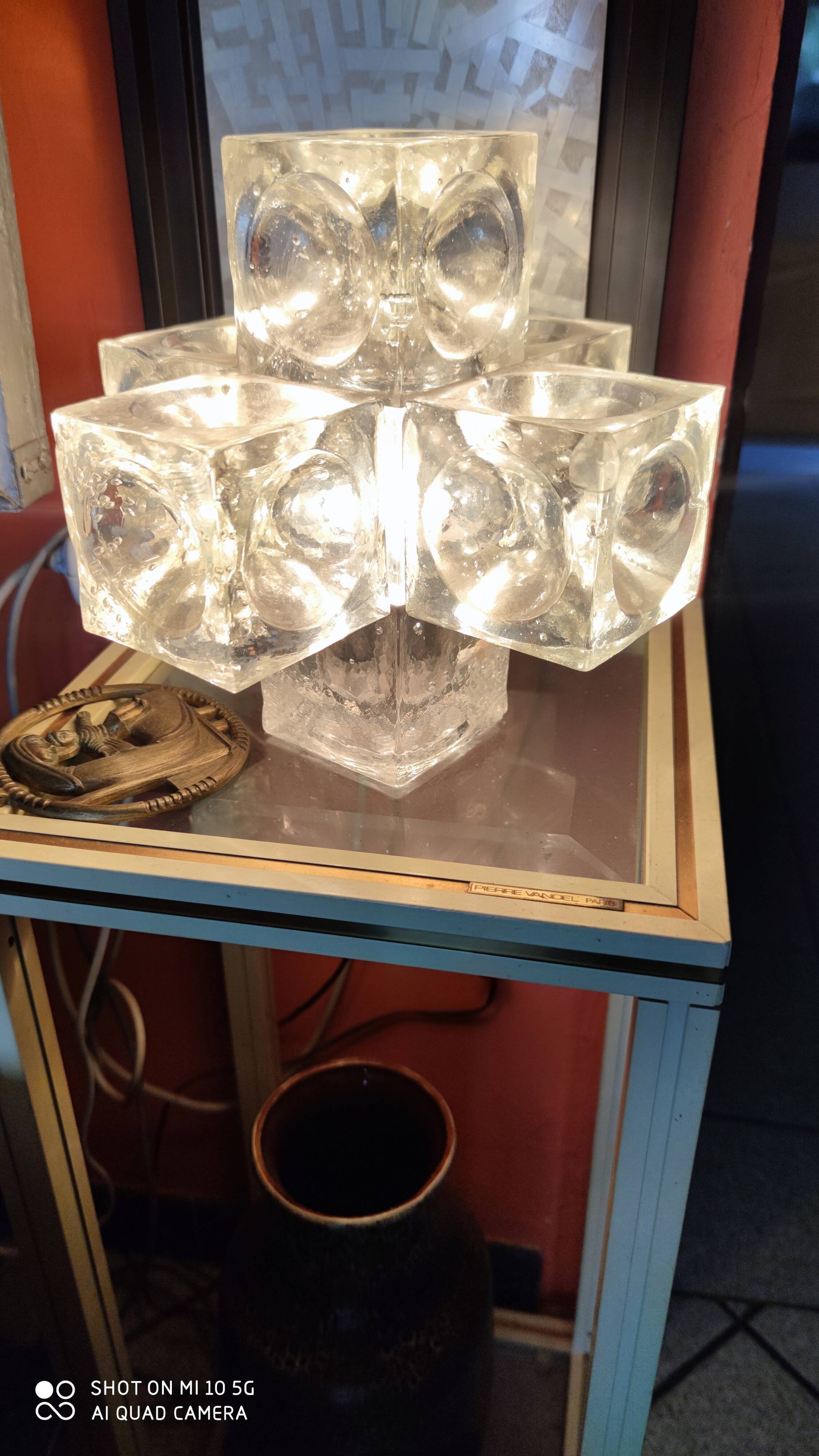 Ice cube glass lamp, circa 1960