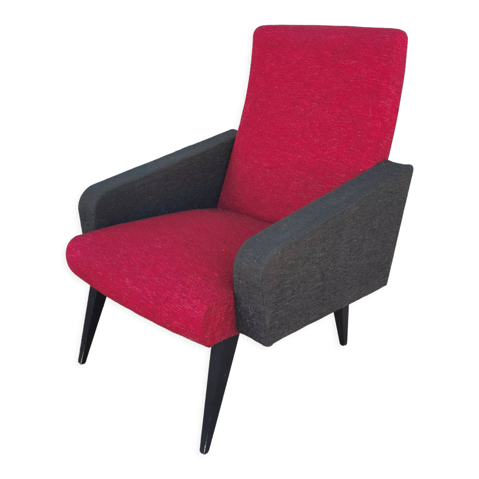 Fauteuil vintage rouge et noir 1960