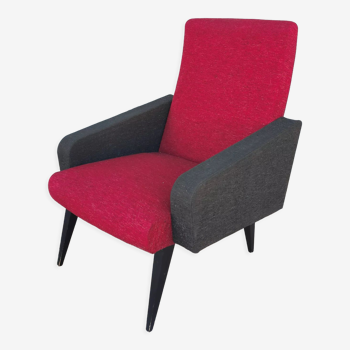 Fauteuil vintage rouge et noir 1960