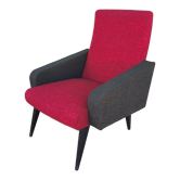 Fauteuil vintage rouge et noir 1960