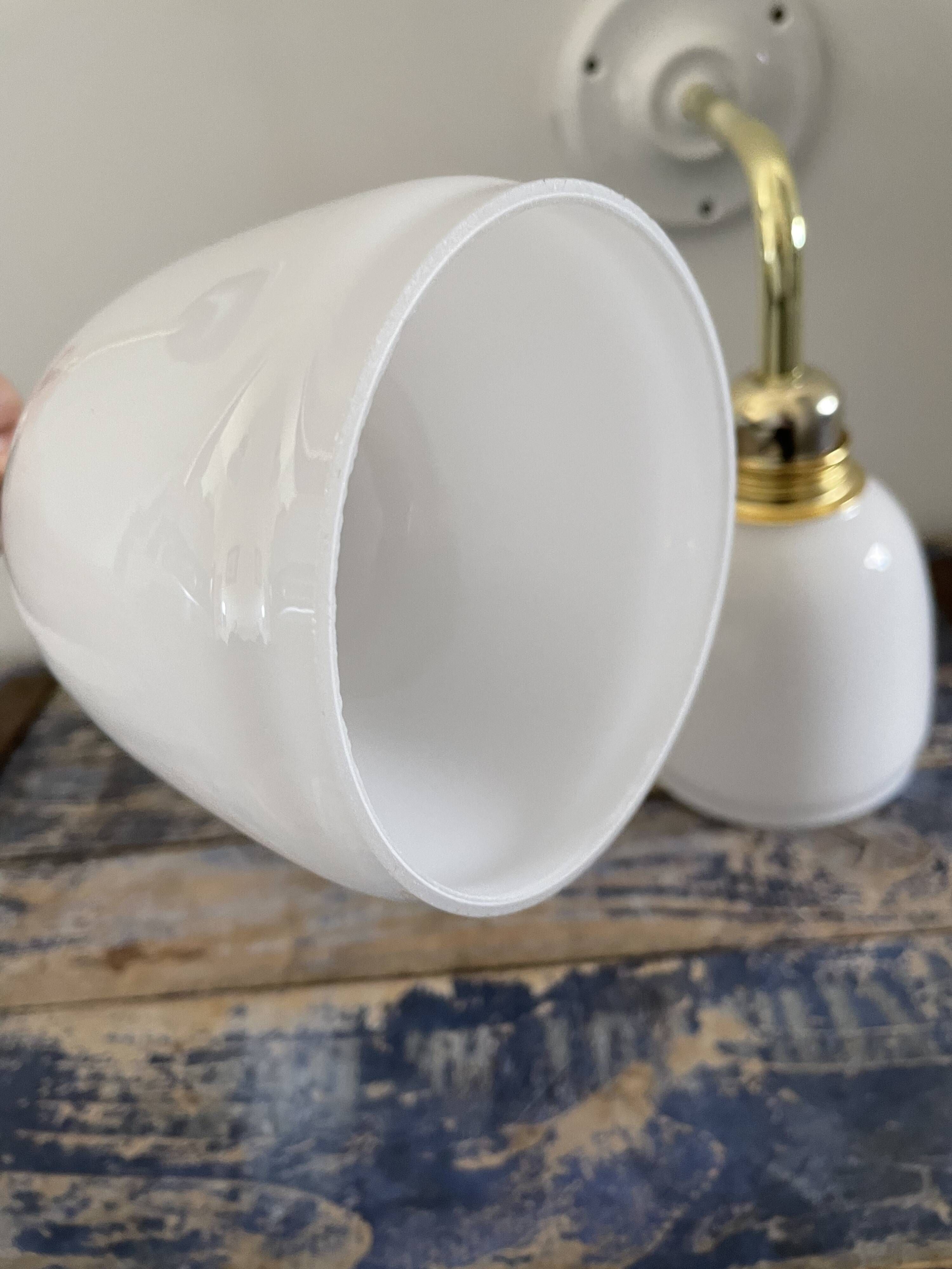 Pair of vintage white opaline sconces restored