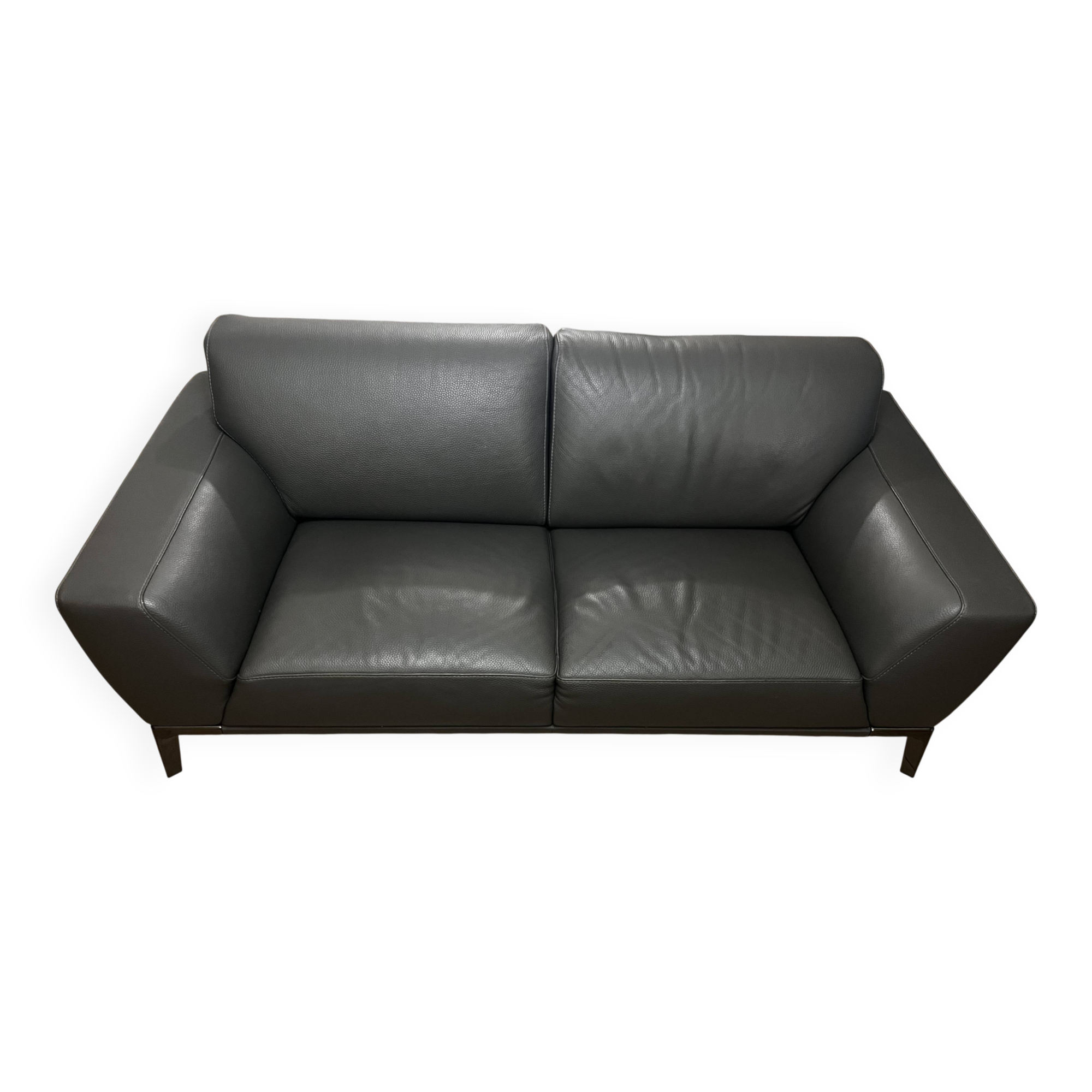 Roche Bobois Réflexion model sofa in taupe leather, 2.5 seats.