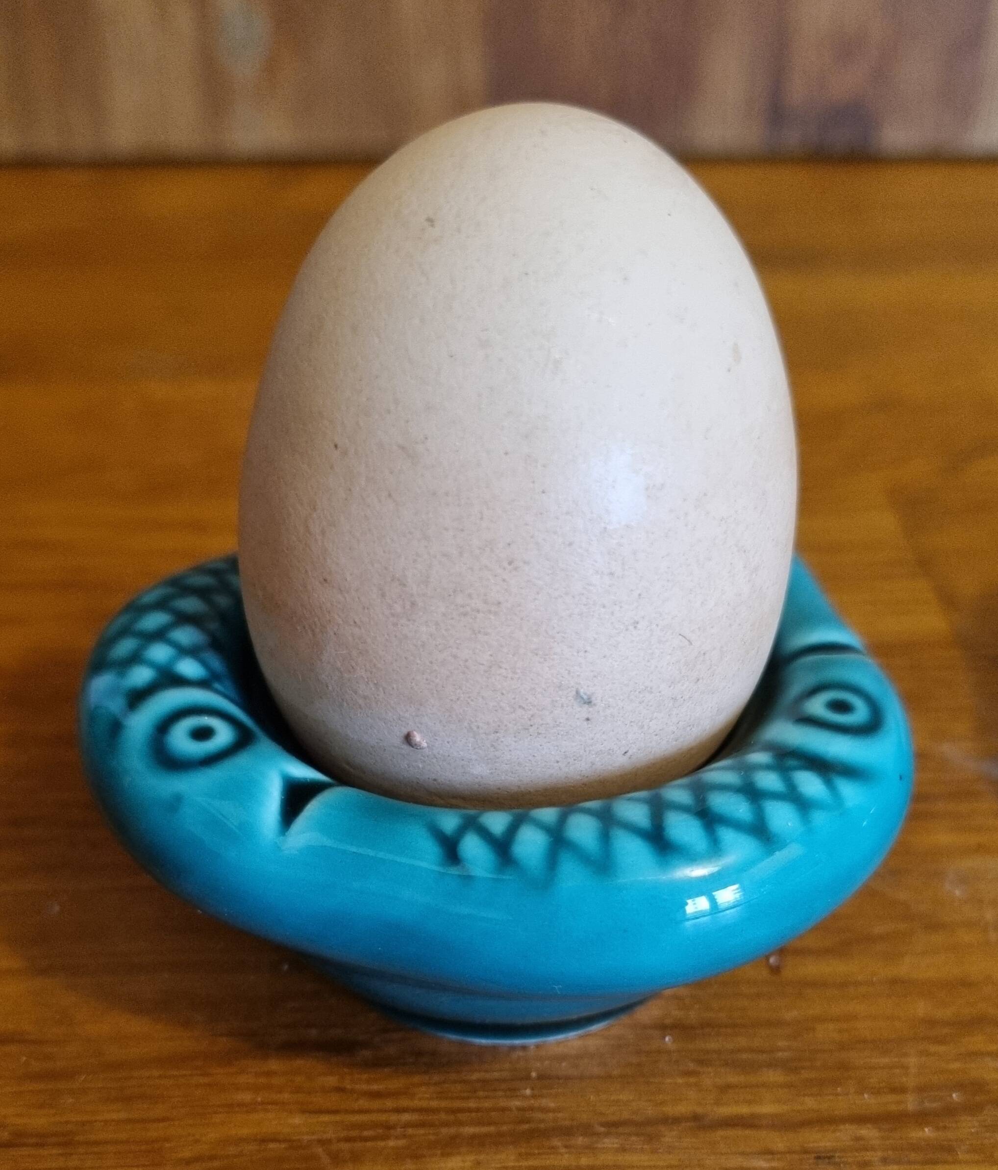 Set of 2 vintage green ceramic egg cups