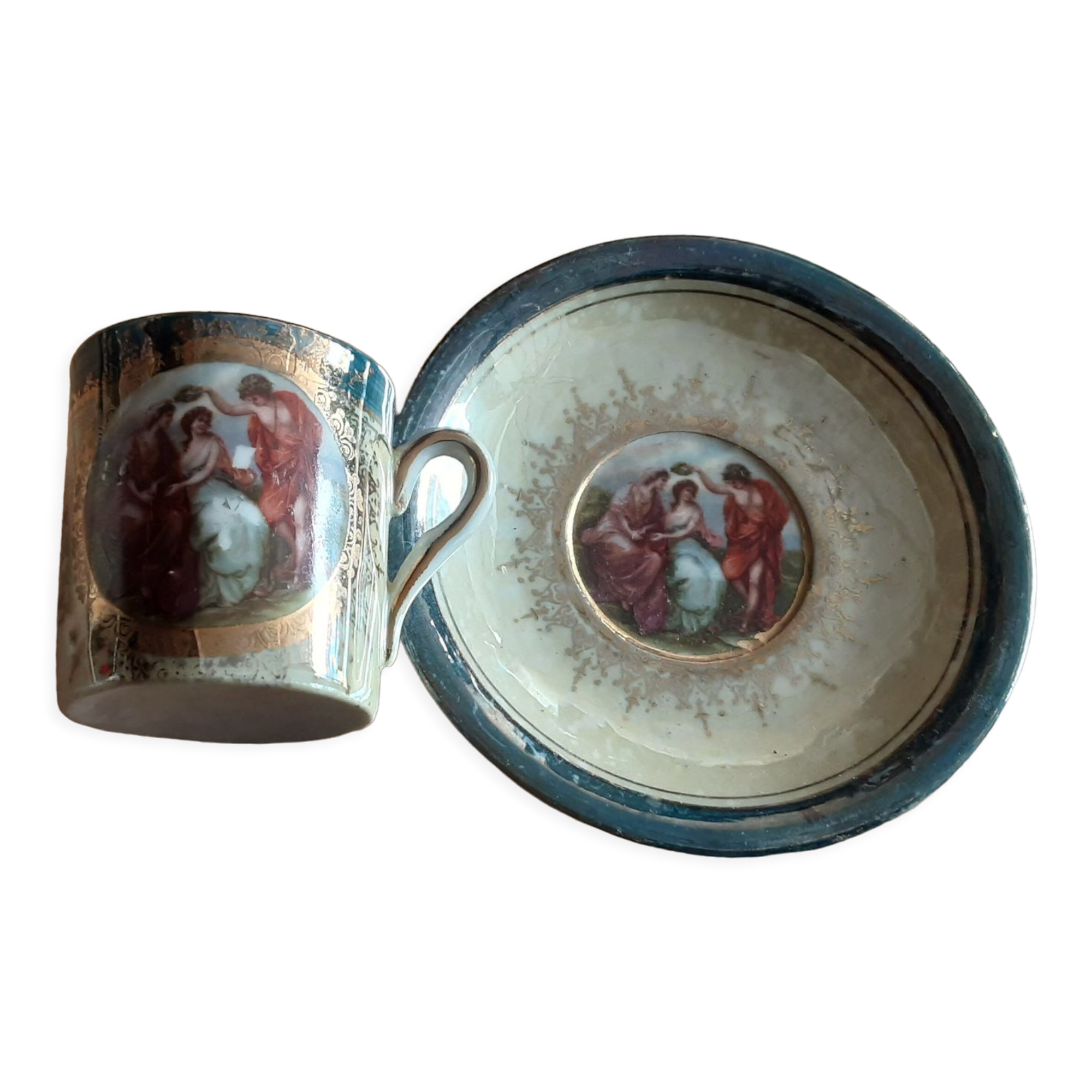 Cup and under cup porcelain scenes galantes