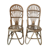 Paire de chaises en bambou et rotin