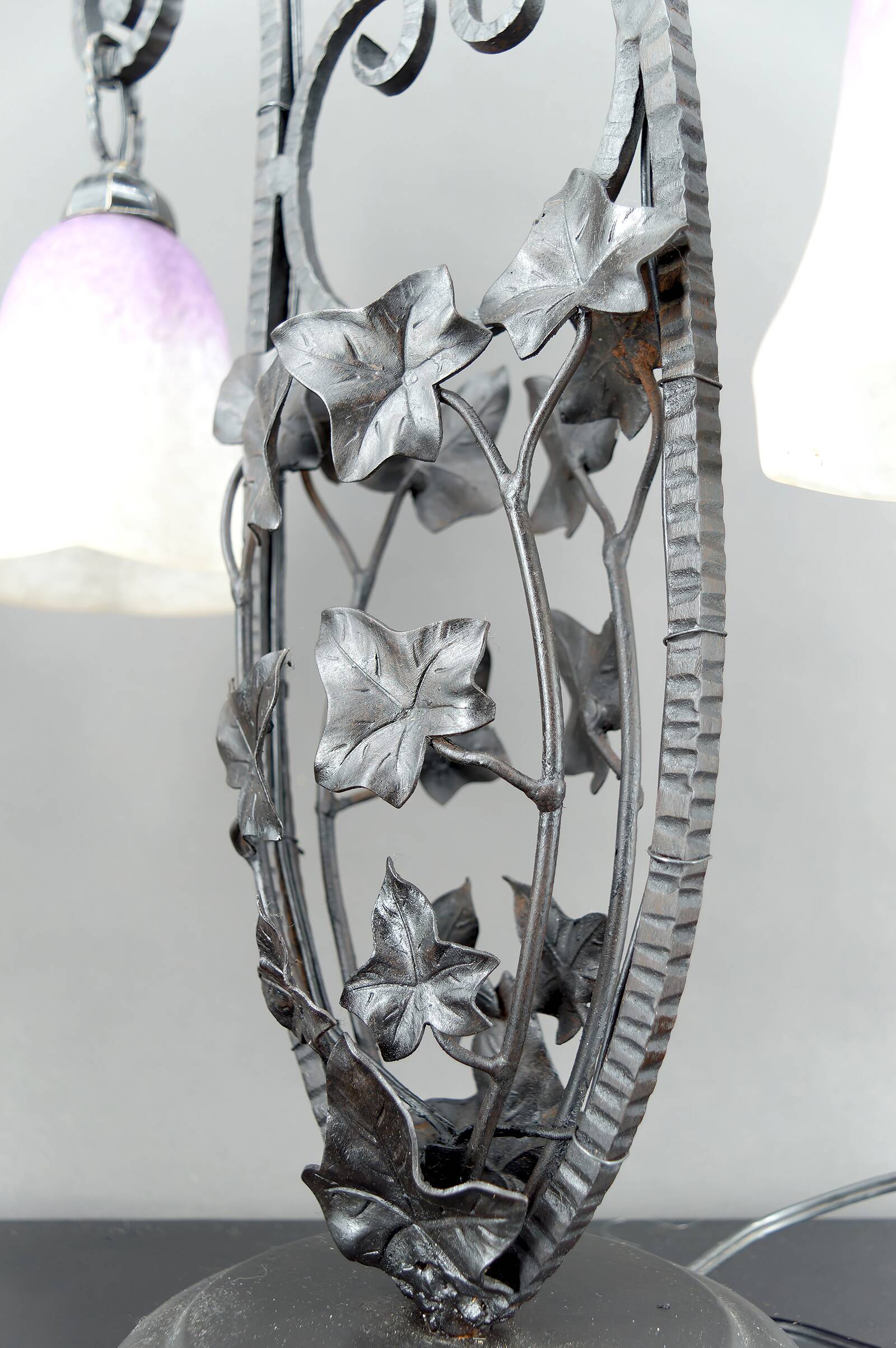 Important Wrought Iron Double-Headed Lamp by Schneider, Art Deco, c. 1920