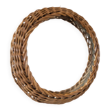Round mirror in 60s design woven rattan