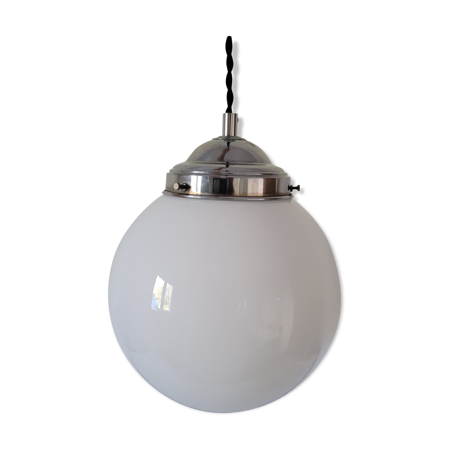Opaline ball hanging lamp