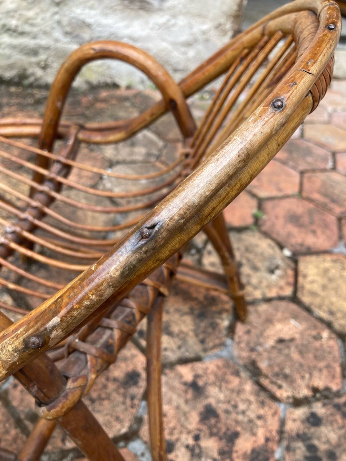 Vintage rattan children's armchair