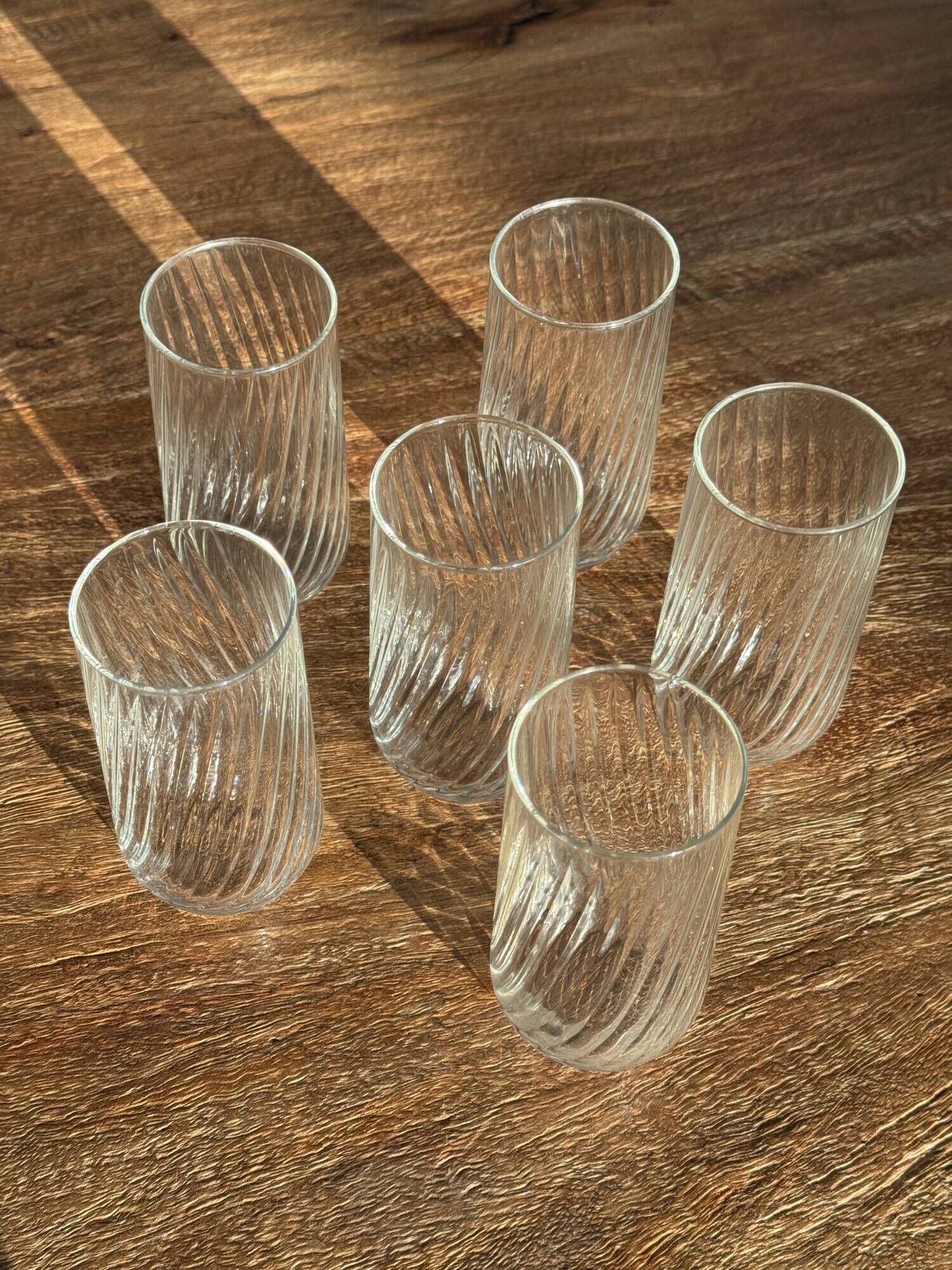 Set of 6 orangeade glasses in ribbed glass