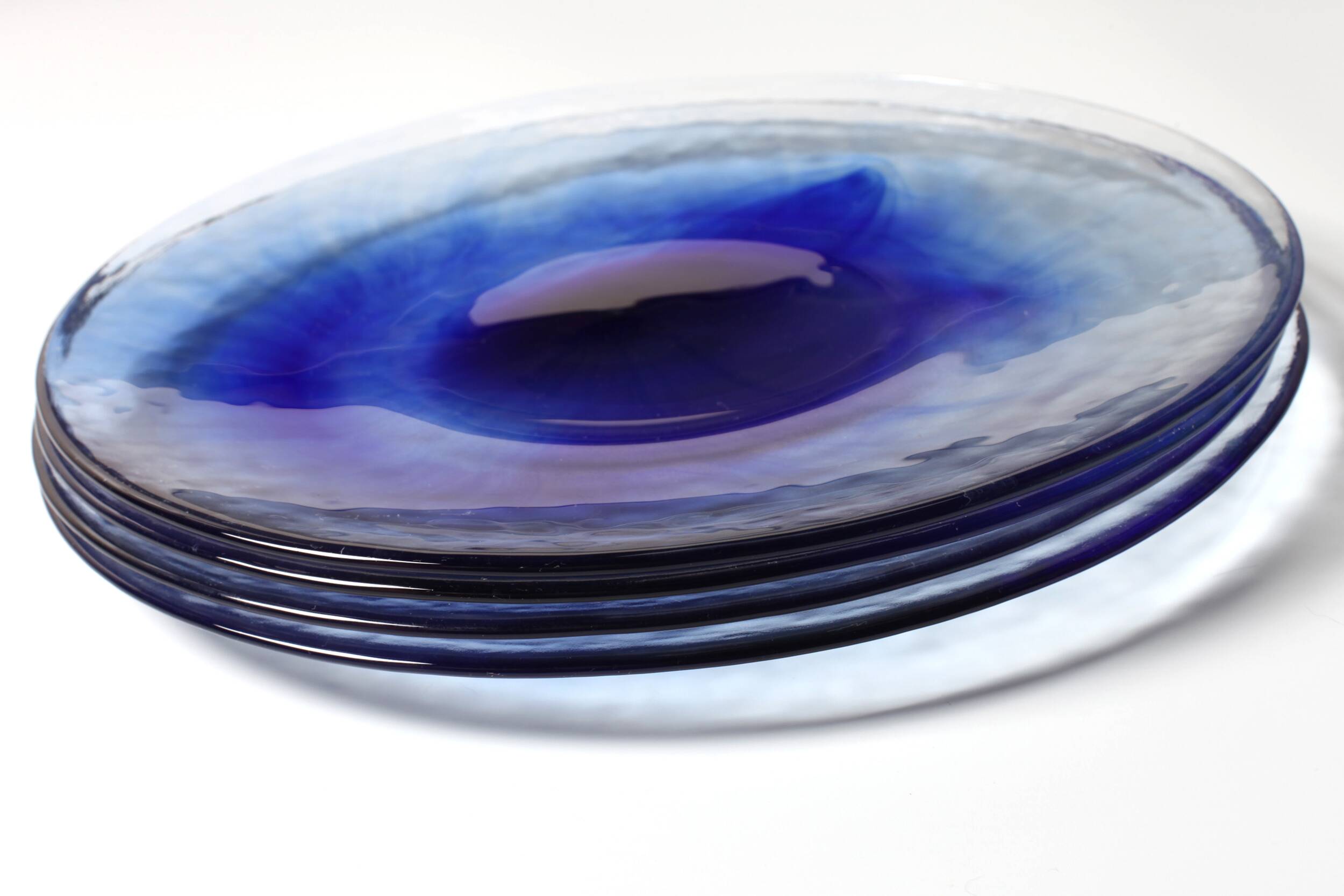 4 assiettes en verre tourbillon Bormioli Rocco, Italie années 50