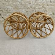 Paire de tabourets en rotin, vers 1960