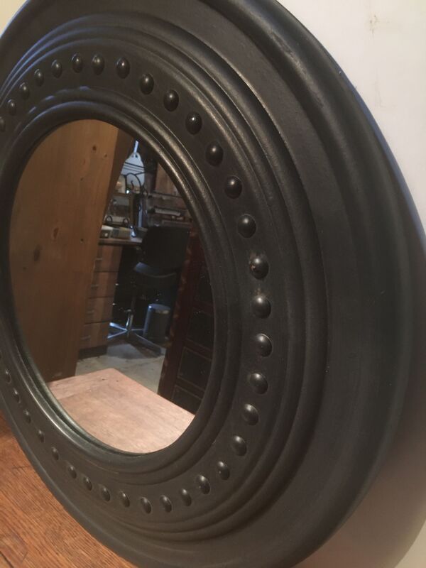 Miroir en pin rond noir 60cm