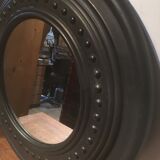 Black round pine mirror