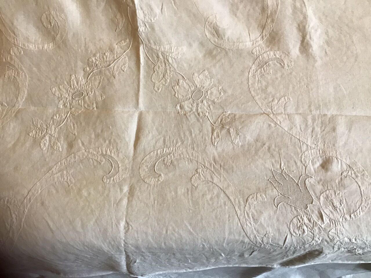 Large white ceremonial tablecloth