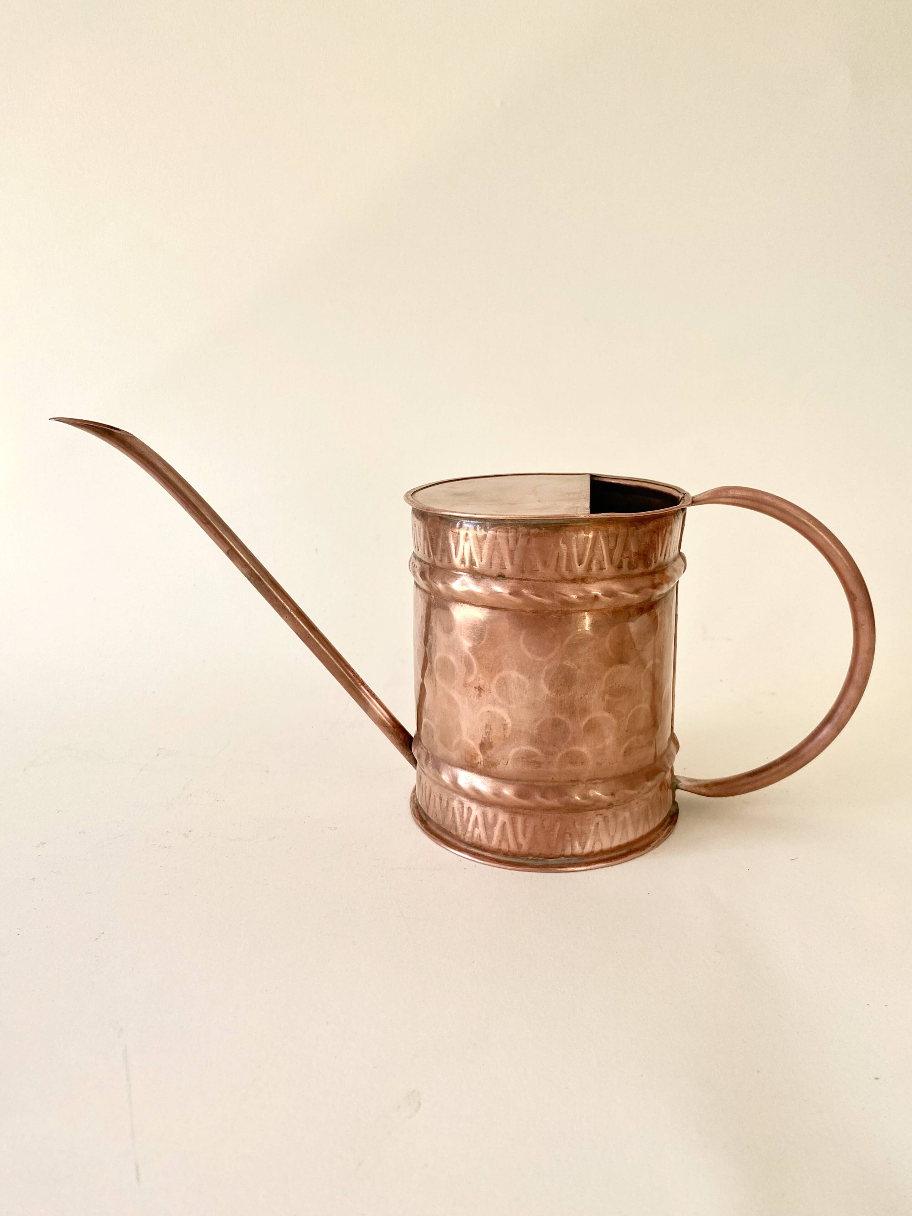 Hammered copper watering can, 1950s