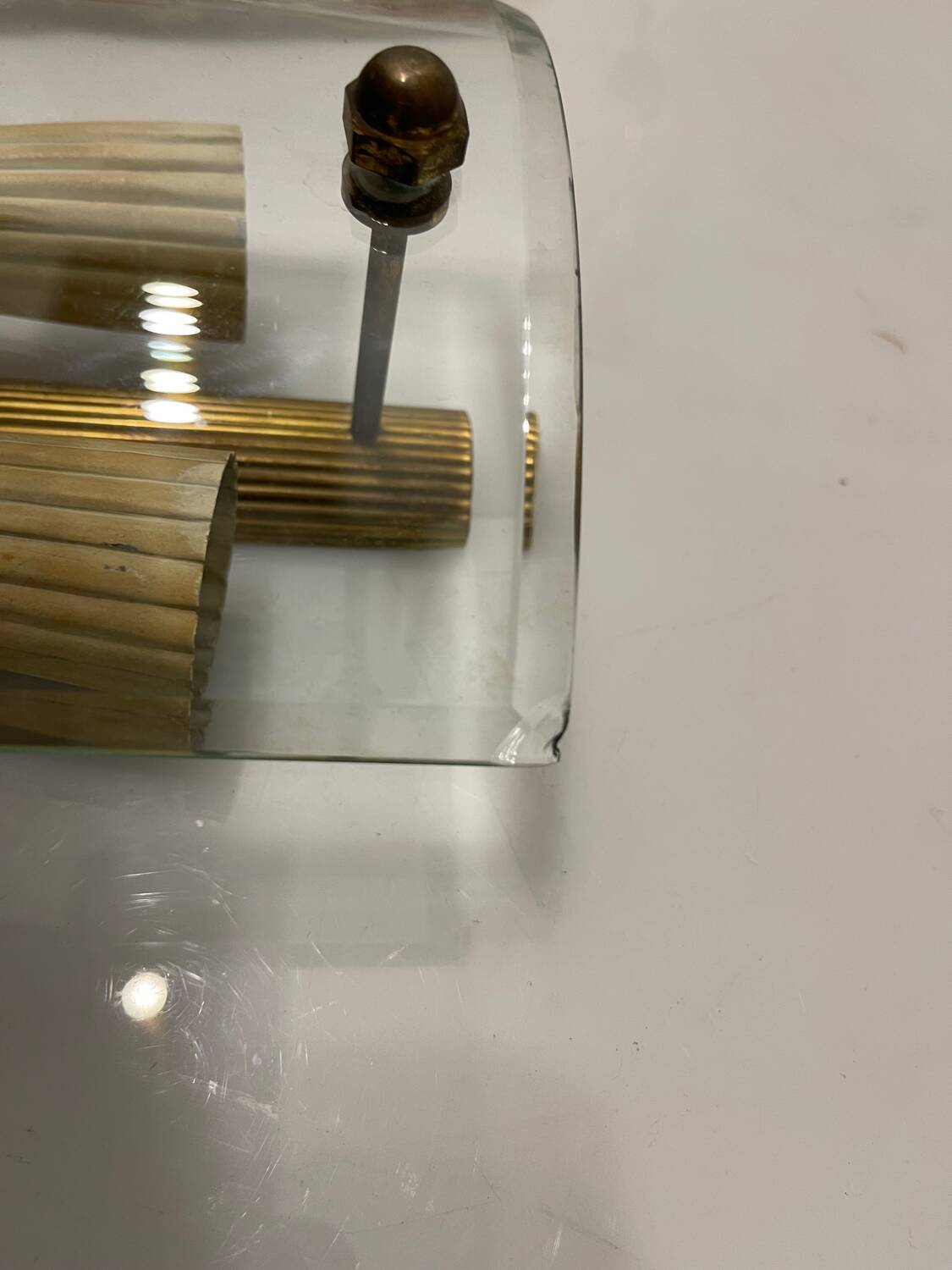 Brass Glass Sconces in a Fontana Arte  style