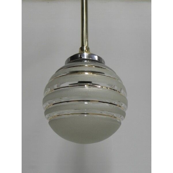 Suspensions Deco glass globe with brass frame