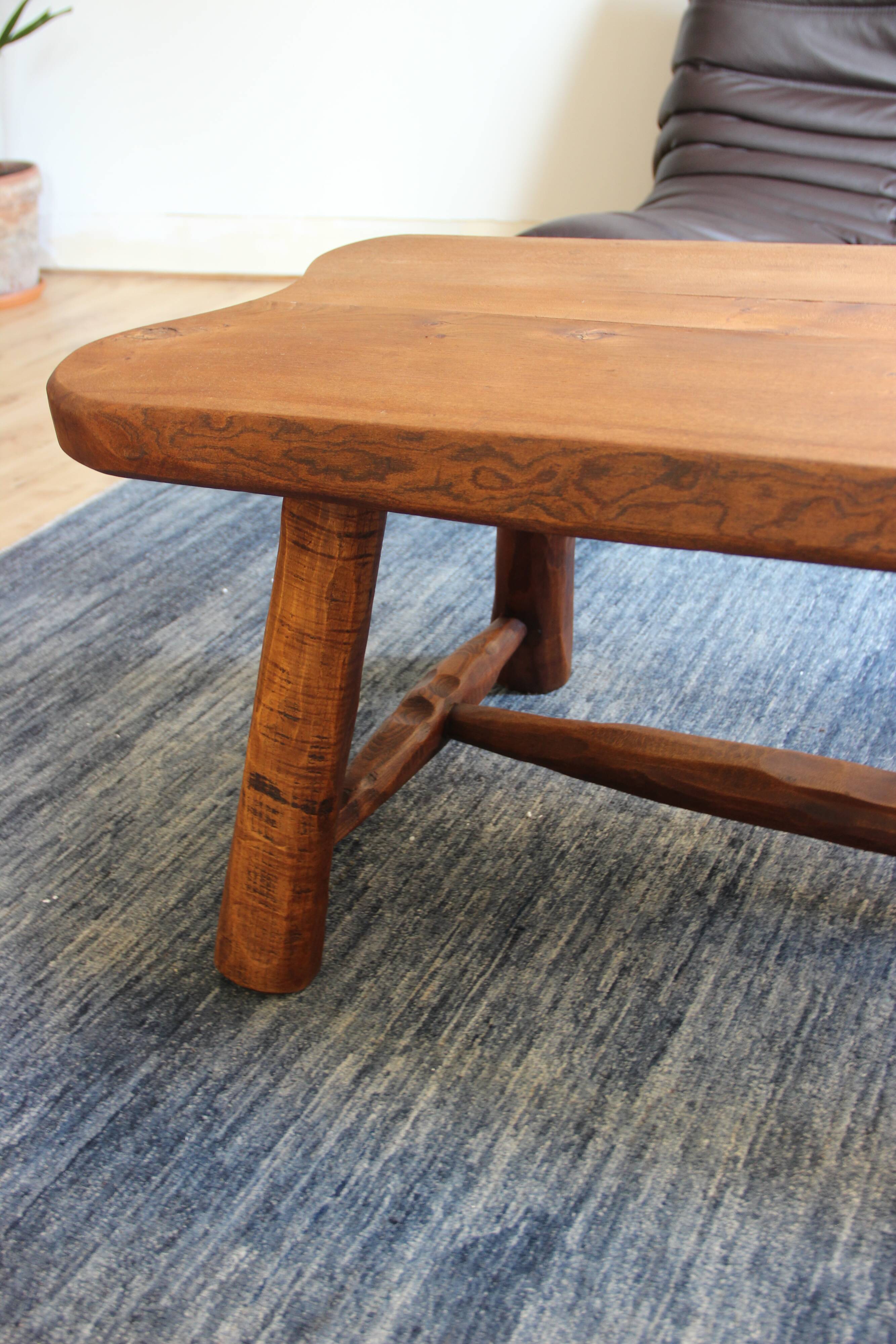 Solid elm bass table, brutalist style
