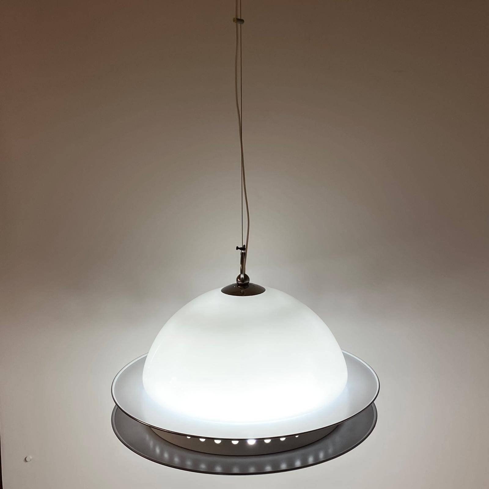 Space Age Design Pendant in Glass, Crystal and Metal