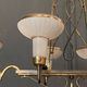 Chandelier in gilded metal 1950 6 lights cut in frosted glass